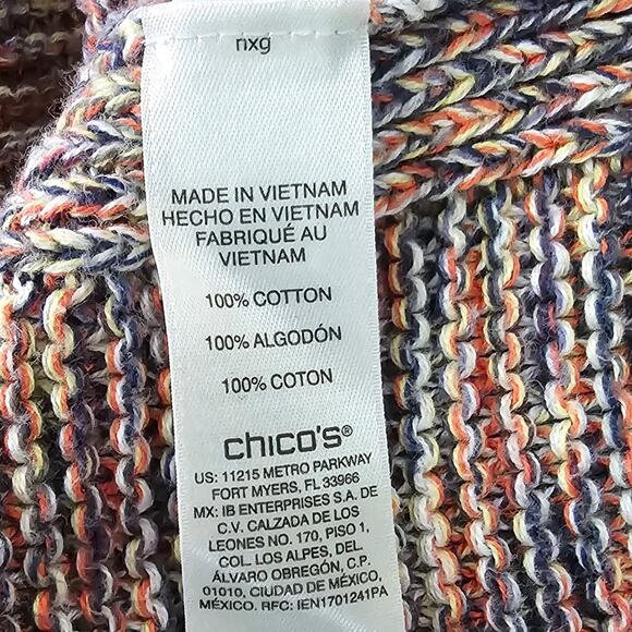 Chico's Variegated Color Block 3/4 Sleeve Sweater Size 3 XL - Picture 7 of 8